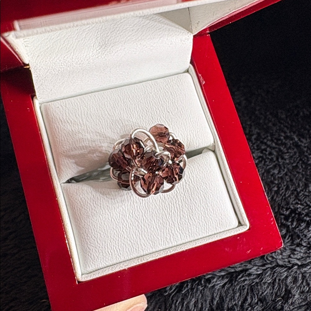 Silver 925, Handmade Wire Wrapped Swarovski Crystal Cluster Ring. 
So Beautiful
